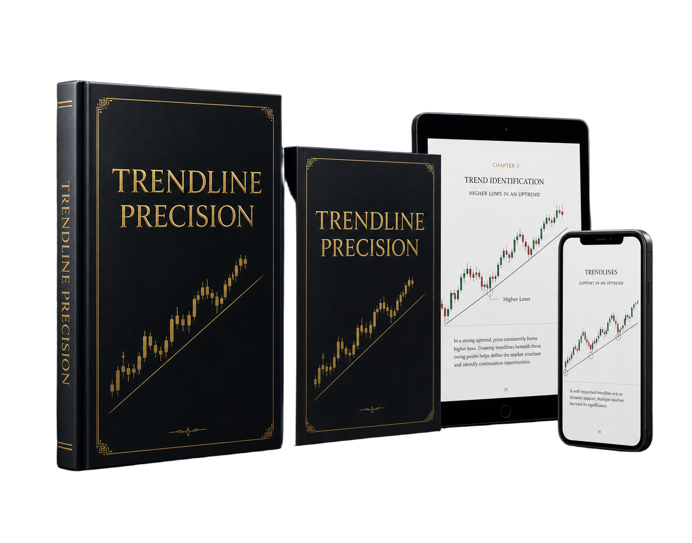 Trendline Precision hardcover and paperback books with tablet and phone editions